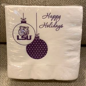 100 Embossed LSU  Christmas Napkins 3 Ply